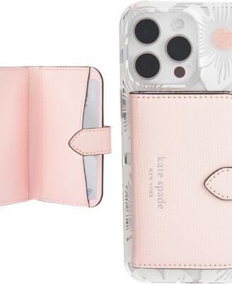 kate spade new york Morgan Magnetic Phone Wallet/Card Holder - Compatible with MagSafe Phones and Cases - Chalk Pink