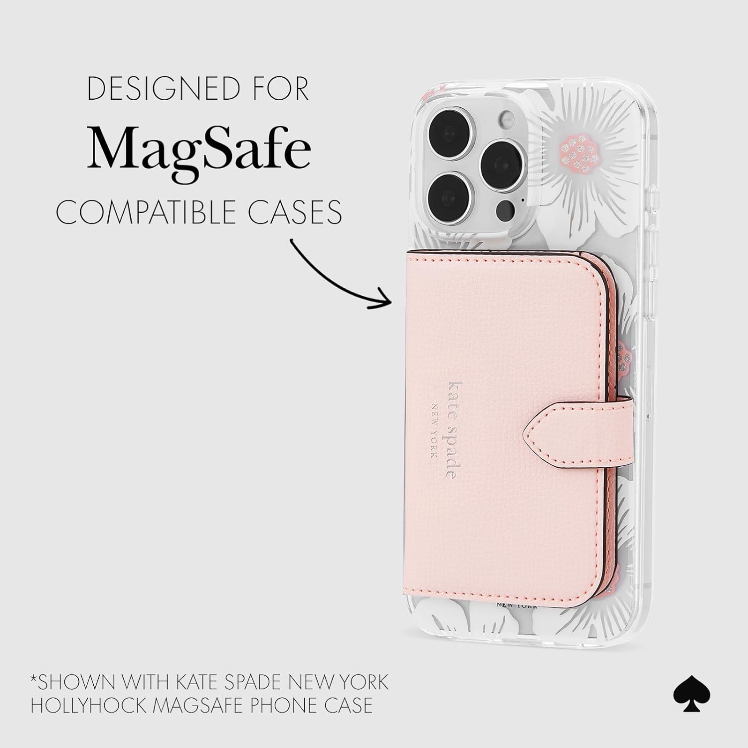 kate spade new york Morgan Magnetic Phone Wallet/Card Holder - Compatible with MagSafe Phones and Cases - Chalk Pink - Image 4