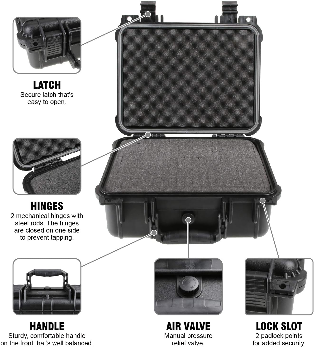 Olympia 10.47" Waterproof Hard Case with DIY Customizable Foam, Fit use of Gear, Equiment, Camera and so on - Image 4