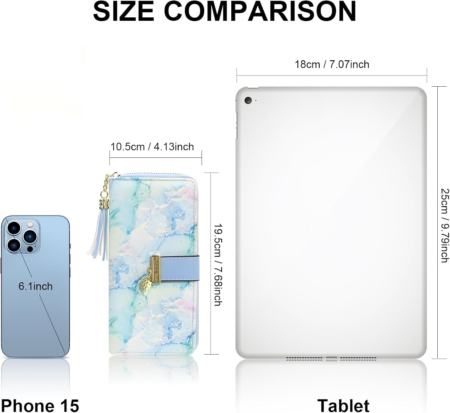 Pomelo Best RFID Wallets for Women with Multiple Card Slots and Cellphone Compartment, Womens Wallet Cyan - Image 2