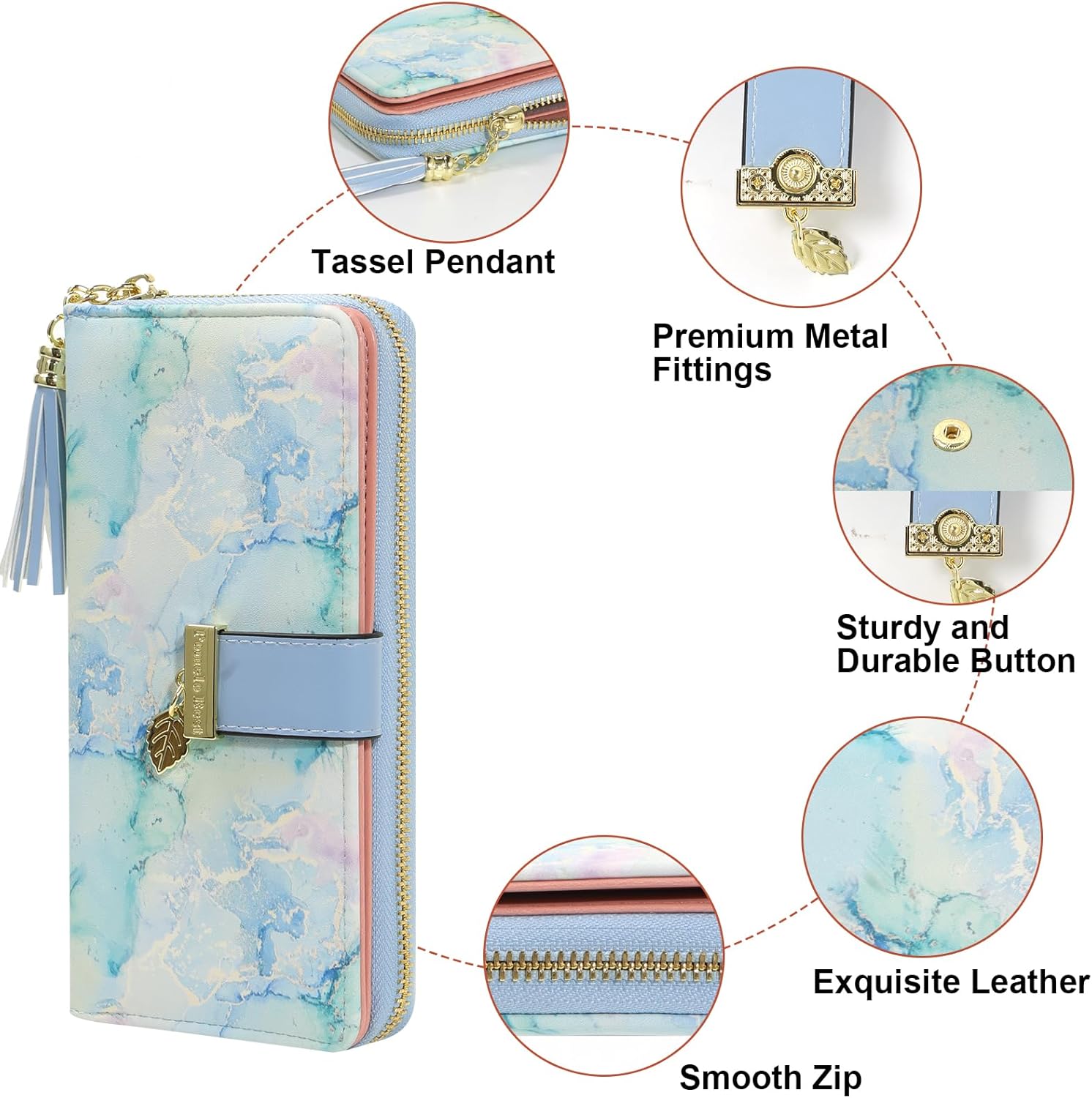 Pomelo Best RFID Wallets for Women with Multiple Card Slots and Cellphone Compartment, Womens Wallet Cyan - Image 5