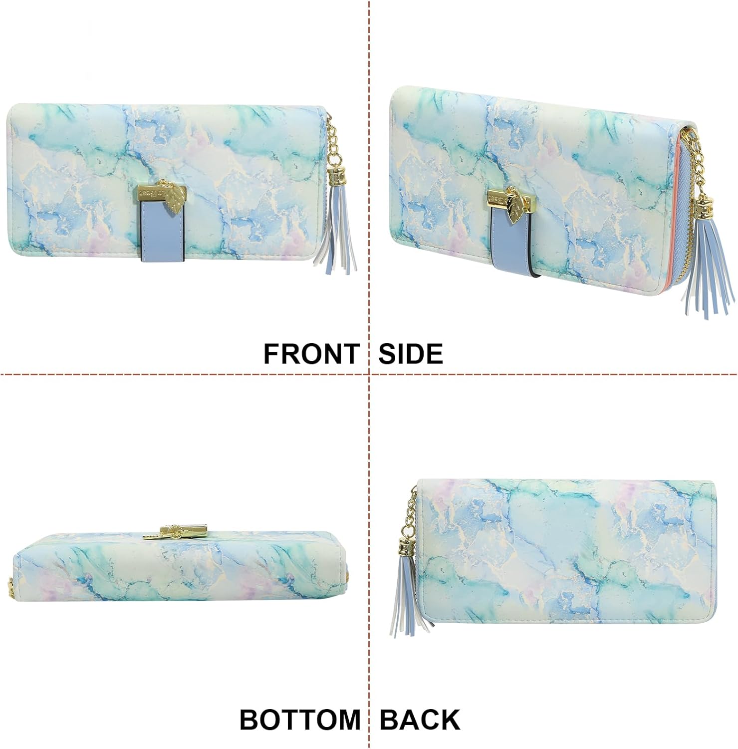 Pomelo Best RFID Wallets for Women with Multiple Card Slots and Cellphone Compartment, Womens Wallet Cyan - Image 6